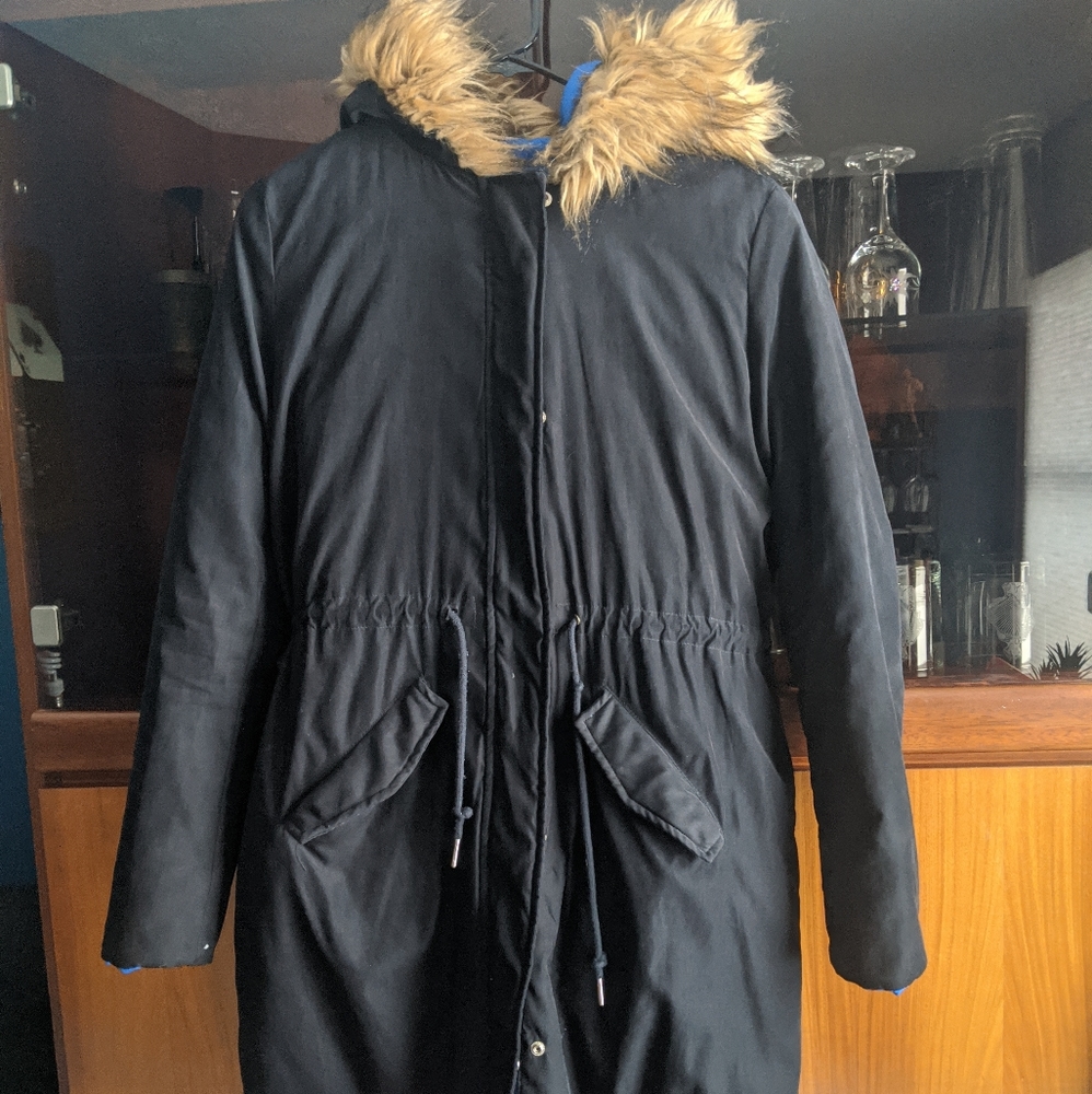 Reversible Black and Blue Winter Coat